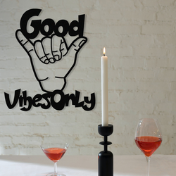 Wallity Zidna dekoracija Good Vibes Only, 52x58 cm, 1.2mm, Crna