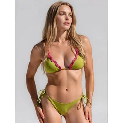 pan y mar Bikini Triangle Shiny Crochet Bikini Set jabolko