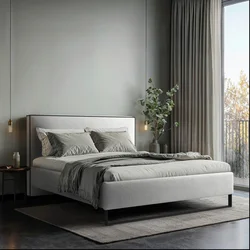 MID.YOU OBLAZINJENA POSTELJA 180 cm  x 200 cm , les, tekstil, leseni material naravne barve