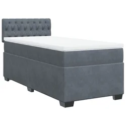 Vidaxl Box spring postelja z vzmetnico temno siv 90x190 cm žamet