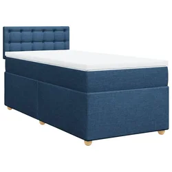 Vidaxl Box spring postelja z vzmetnico modra 90x190 cm blago