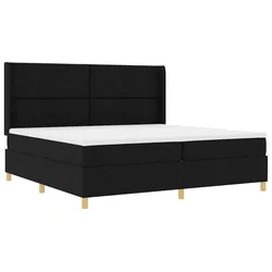 Krevet s opruga kutije s LED trakama Crna 200 x 200 cm tkanina