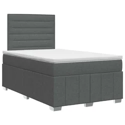 vidaXL Postelja boxspring z vzmetnico Temno siva 120 x 190 cm Blago