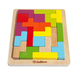 Drvene puzzle za umetanje Shape Game Eichhorn 20 šarenih kockica raznih oblika od 4 god