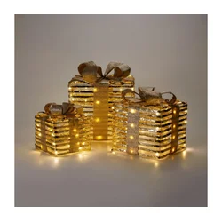SET 3x LED božićnih dekoracija 90xLED/2xAA + 3xAA + 3xAA topla bela pokloni/zlatna