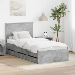 Krevetna konstrukcija s ladicama Betonski sivi 75 x 190 cm