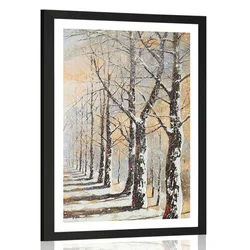 Plakat s paspartujem zimski drevored - 40x60 no frame