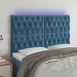 Vidaxl vidaXL Vzglavje postelje z LED diodo temno modro 144x7x118/128 cm