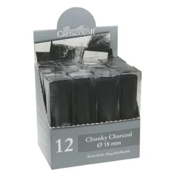 Umjetnički ugljen Cretacolor chunky charcoal promjer 18mm dužina 80mm 12 kom u kartonskoj kutiji