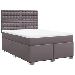 Vidaxl Box spring postelja z vzmetnico siva 140x190 cm umetno usnje