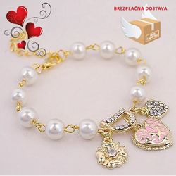 Zapestnica Heart with pearl Valentine