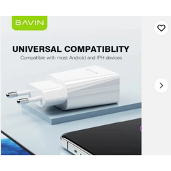 Bavin punjač 2.4A USB-A + kabl Micro bela