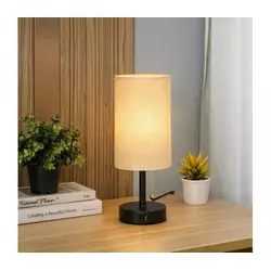 Brilagi - Stona lampa sa USB priključkom TABLON 1xE27/25W/230V crna/bež