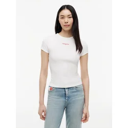 Tommy Jeans Majica Script Rib DW0DW22809 Kremna Slim Fit