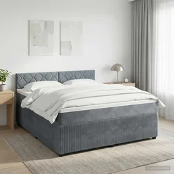 Boxspring krevet s madracem Tamnosiva 140 x 190 cm Baršun Plava 190 x 140 x 88 cm