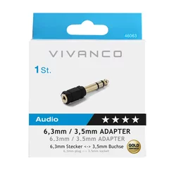 VIVANCO Adapter Jack 3,5mm, 6,3mm 46063 6,3ST./3,5KUPPL.GOLD KOMPAKT