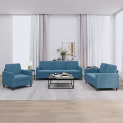 3-dijelni set sofa plavi baršunasti