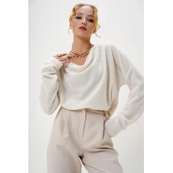 Trend Alacati Stili Ženska bluza dugih rukava Alc-X13126, Krem