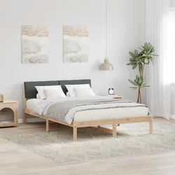 Okvir kreveta smeđe i tamnosivo 140 x 190 cm Masivna borovina