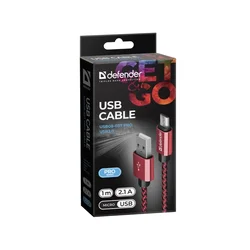 DEFENDER USB micro kalb USB08-03T USB 20.0 Red 1m 2.1A