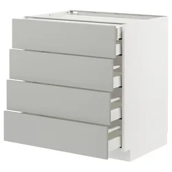 METOD / MAXIMERA Pod.elem.4fronta/2donj/3sred.fioke, bela/Havstorp svetlosiva, 80x60 cm