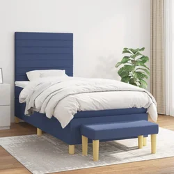 Vidaxl Box spring postelja z vzmetnico moder 80x200 cm blago