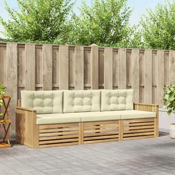 Set vanjskih sofa 3 kom. Bijela i krem Čvrsto drvo akacije