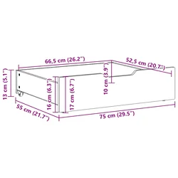 Ladice ispod kreveta 2 kom bijele 75x55x17 cm od borovine