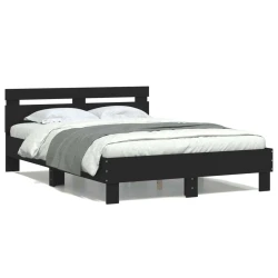 Okvir za krevet s uzglavljem i LED crni 120x190 cm
