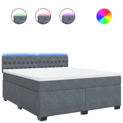 Vidaxl Box spring postelja z vzmetnico temno siva 180x200 cm žamet