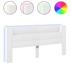 Vidaxl Omarica za vzglavje postelje LED bela 220x16,5x103,5 cm
