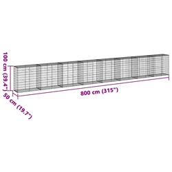 Gabionska košara s poklopcem 800x50x100 cm pocinčano željezo