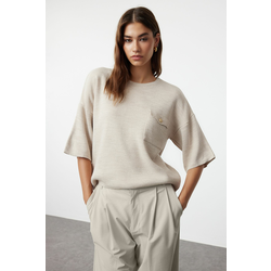Trendyol Beige Pocket Detailed Knitwear Sweater