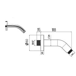 Zidno koleno za tuš 120mm