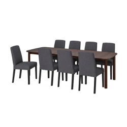 STRANDTORP / BERGMUND Sto i 8 stolica, smeđa/Gunnared siva, 150/205/260 cm