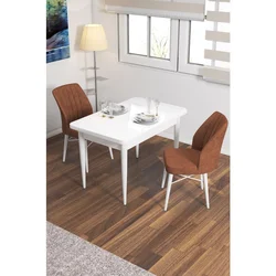 Hanah Home trpezarijski set Arp, sto i 2 stolice, bela ploča, terakota tkanina Babyface