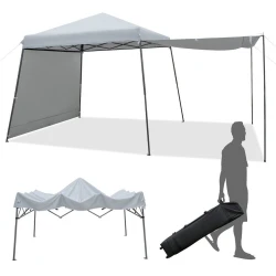 UNBRANDED 3 x 3 m Instant Pop Up šotor s platnenimi strehami zunanji senčnik siv