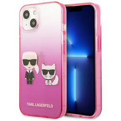 KARL LAGERFELD Futrola za iPhone 13 Pink Karl and Choupette Head Gradient