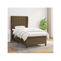 Den Box spring postelja z vzmetnico temno rjav 90x190 cm blago