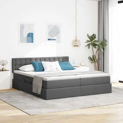 vidaXL Postelja s shranjevanjem Temno siva 200 x 200 cm Umjetno usnje