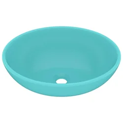 Luksuzni ovalni umivaonik mat svjetlozeleni 40x33 cm keramički