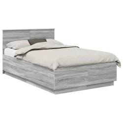 Vidaxl Konstrukcija postelje Siva Sonoma 135 x 190 cm Inženirski les