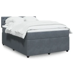 vidaXL Box spring postelja z vzmetnico temno siva 160x200 cm žamet