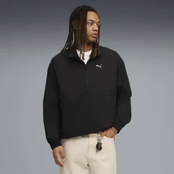 Mens PumaTECH Relaxed Half-Zip Crew Shirt Sweat, Black, Size M, Clothing