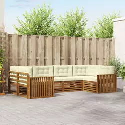Set vanjskih sofa 6 kom. Prirodna i krem Čvrsto drvo akacije