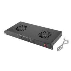LANBERG 19 Ventilatorska enota/prezračevalna plošča z LCD zaslonom 2 ventilatorja termostat 230V BLACK