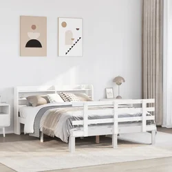 Posteljni okvir z vzglavjem brez vzmetnice bel 140x190 cm