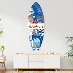 WallXpert dekorativna daska za surf od pleksiglasa Mvsf42L, ilustracija Monaka sa trkačkim bolidom i obalom, 50 x 100 cm