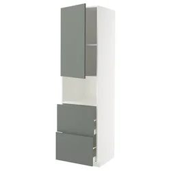 METOD / MAXIMERA Vis.elem.mikrotal. s vratima/2fioke, bela/Nickebo mat sivozelena, 60x60x220 cm
