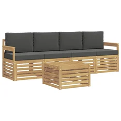 Set vanjskih sofa s jastukom 5 pcs Bijela i antracit Poliester